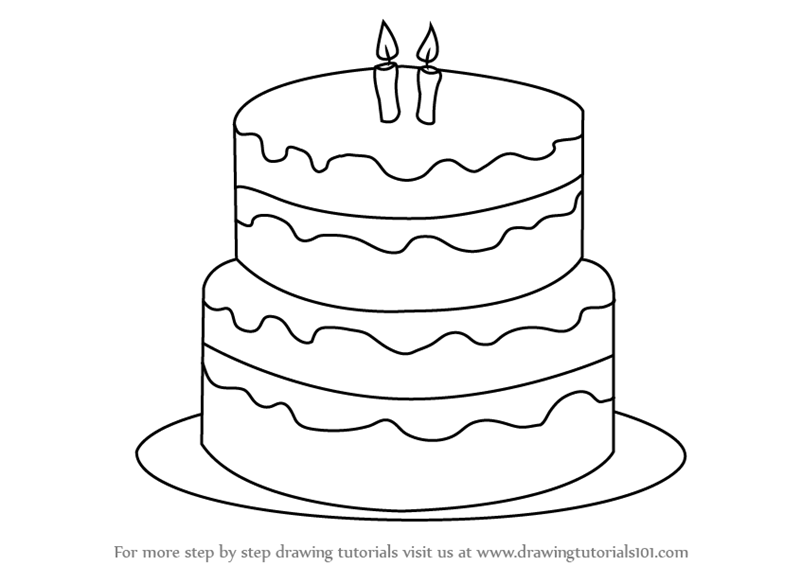 800x566 Learn How To Draw A Birthday Cake - Birthday Cake Drawing