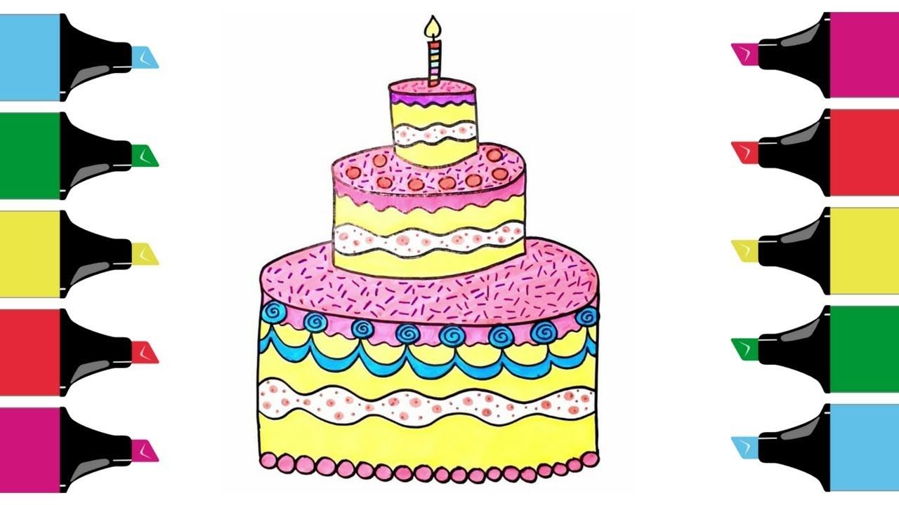 1280x720 how to draw a birthday cake with candles - Birthday Cake Drawing Images