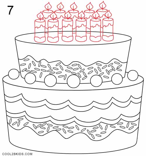 500x535 How To Draw A Birthday Cake - Birthday Cake Drawing Step By Step