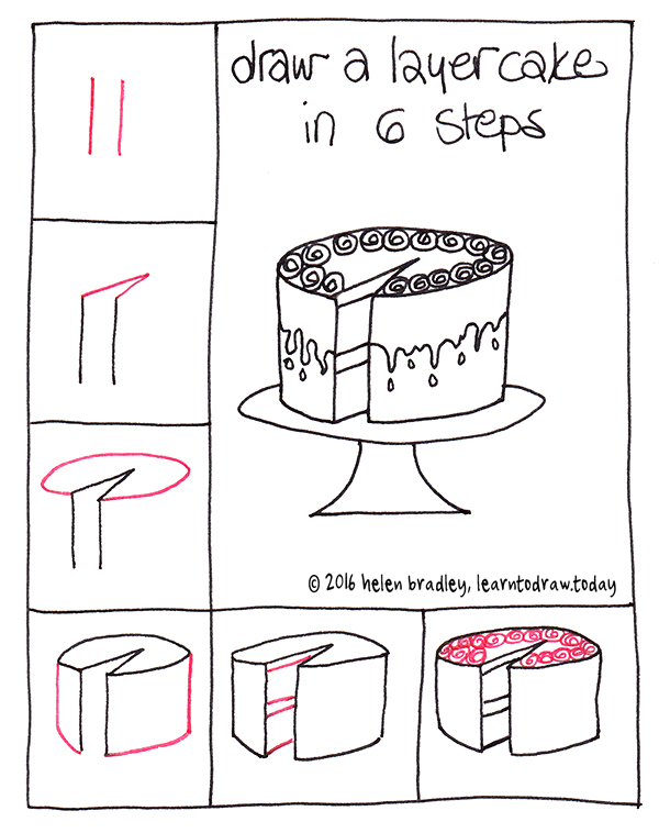 600x758 Learn To Draw A Cake In Learn To Draw - Birthday Cake Drawing Step By Step