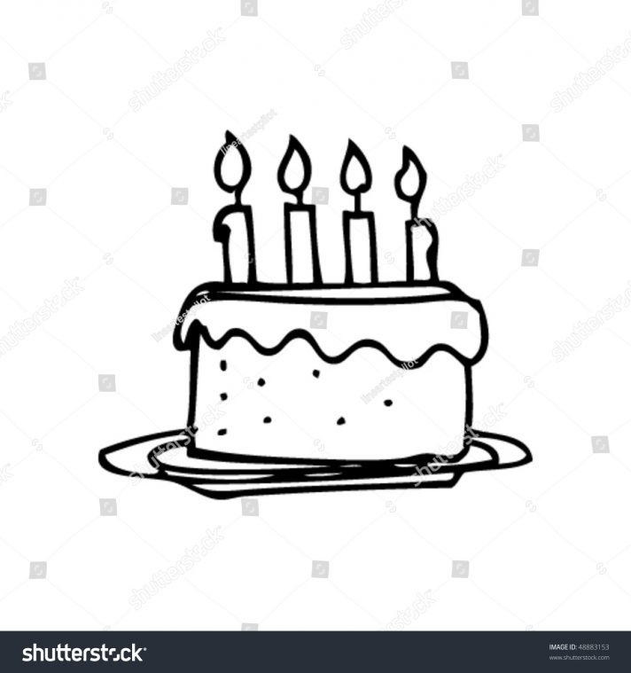 712x759 Simple Cake Drawing With Color How To Draw A Birthday Step - Birthday Cake Drawing Step By Step