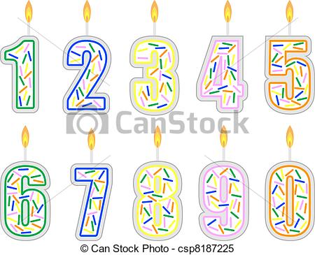 450x365 set of numbered birthday candles - Birthday Candle Drawing