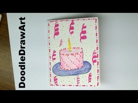 480x360 Drawing How To Make A Birthday Card With A Cake On It! Easy! - Birthday Card Drawing