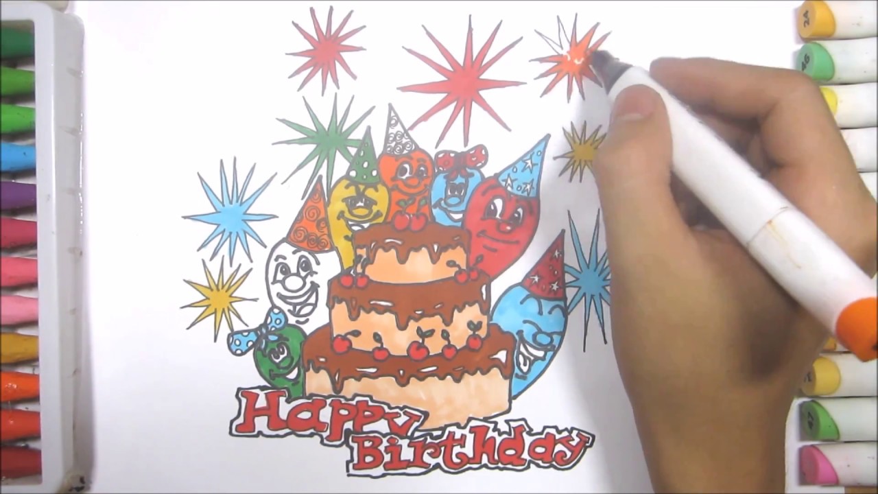 1280x720 How To Draw A Birthday Card Easy Step - Birthday Card Drawing