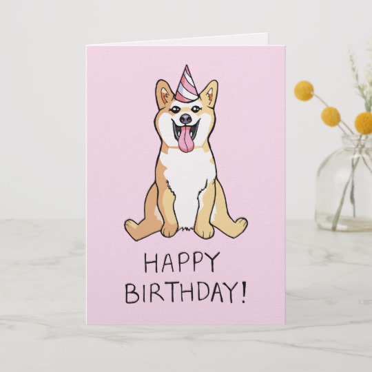 540x540 Shiba Inu Dog Drawing Happy Birthday Card - Birthday Card Drawing