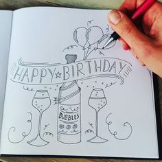 236x236 Hand Drawn, Doodle Style Cupcake With Hand Lettered 'happy - Birthday Drawing Ideas