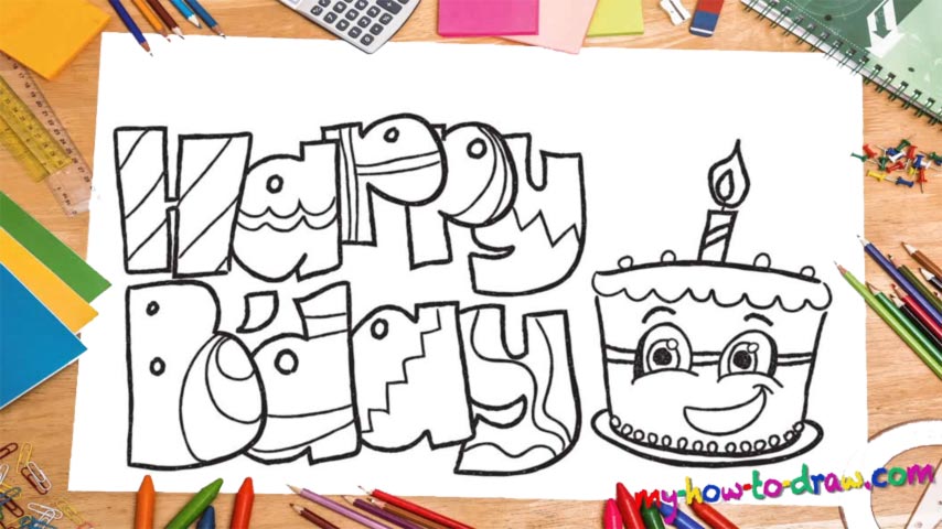 854x480 How To Draw 'happy Birthday' Fun Lettering - Birthday Drawing Images
