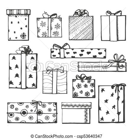 450x470 hand drawing vector set with gifts gifts for different holidays - Birthday Gift Drawing