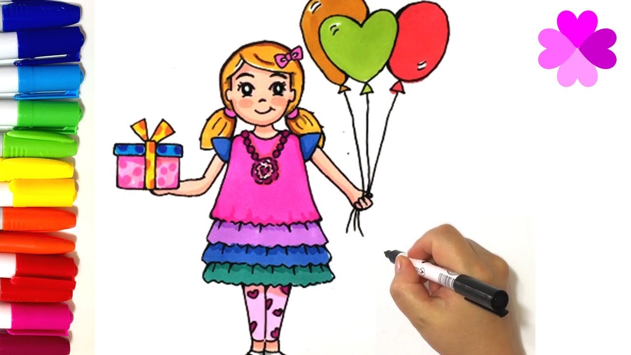 1280x720 How To Draw A Cute Birthday Girl - Birthday Girl Drawing