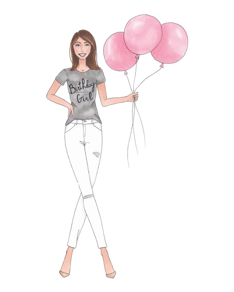 794x993 Birthday Girl Fashion Illustration Print Etsy - Birthday Girl Drawing