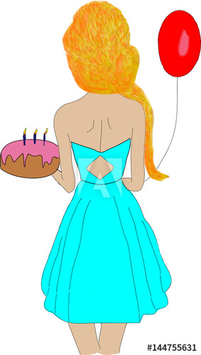 283x500 birthday girl the girl celebrates her birthday vector drawing - Birthday Girl Drawing