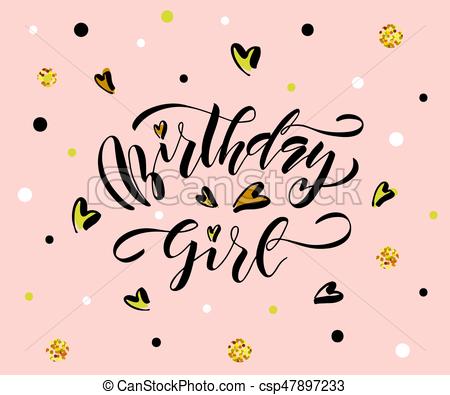 450x395 birthday girl vector illustration of birthday girl text - Birthday Girl Drawing
