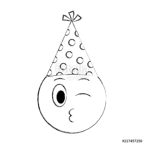 500x500 birthday smiley winking emoji party hat hand drawing design stock - Birthday Hat Drawing