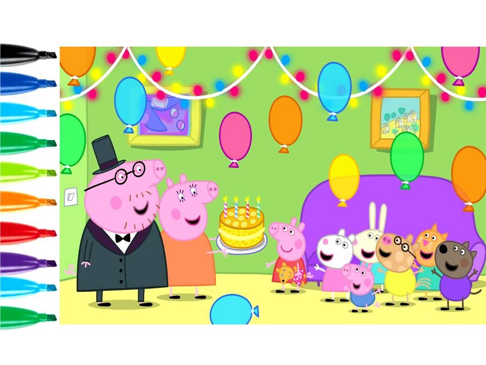 960x720 drawing tutorial for kids george birthday party coloring book kids - Birthday Party Drawing