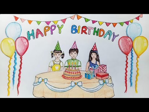 Birthday Party Drawing at PaintingValley.com | Explore collection of ...