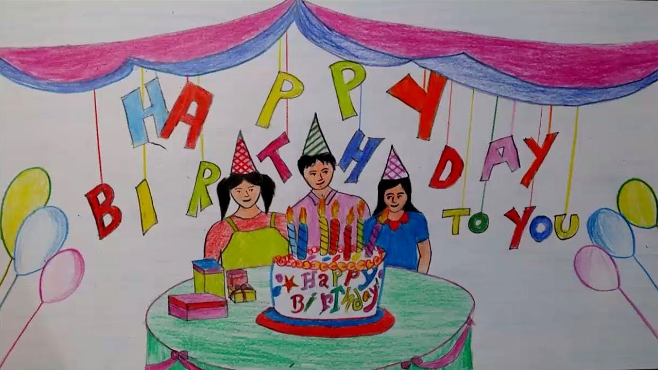 Birthday Party Drawing At Explore Collection Of