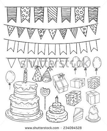 348x423 birthday party theme clipart vector to draw creative journals - Birthday Party Drawing