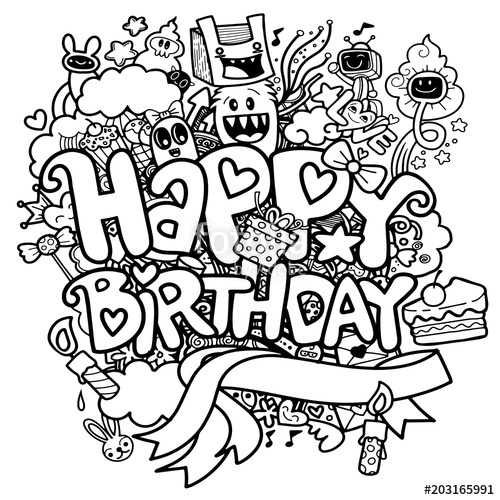 500x500 birthday party hand drawn doodles elements backgroundhandwritten - Birthday Wishes Drawing