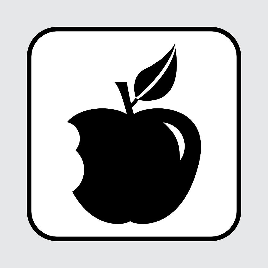 900x900 Bitten Apple Icon Black Silhouette Vector Illustration Drawing - Bitten Apple Drawing