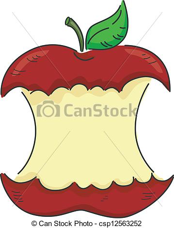 359x470 bitten apple illustration of a red apple partially bitten - Bitten Apple Drawing