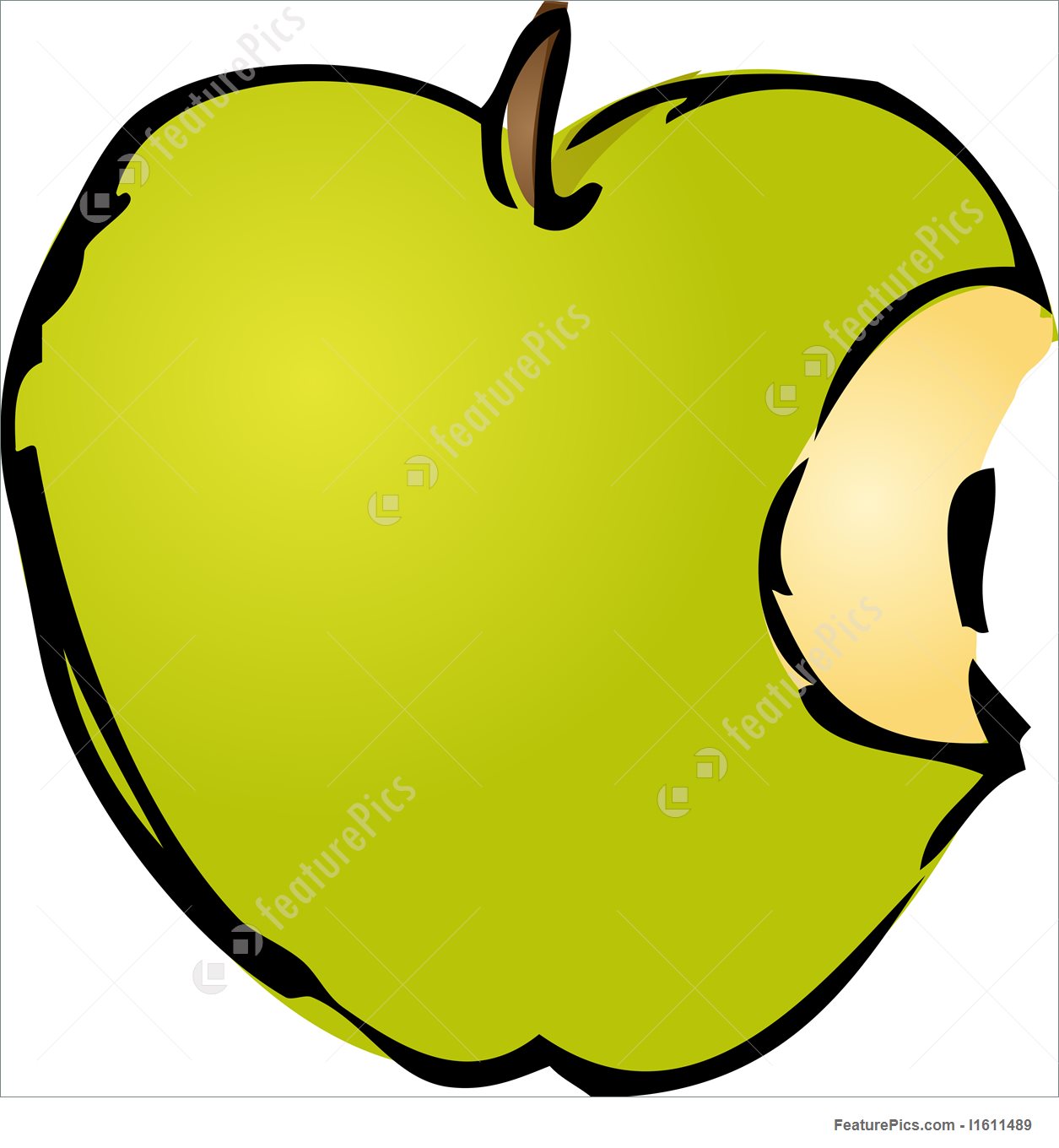 1255x1360 Illustration Of Bitten Apple - Bitten Apple Drawing