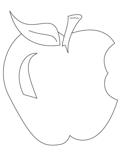 420x542 Bitten Apple With Leaf Coloring - Bitten Apple Drawing