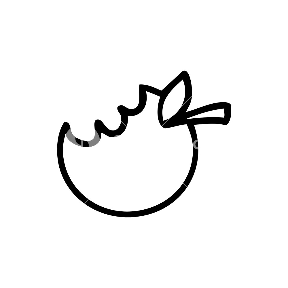 1000x1000 Cartoon Bitten Apple Royalty Free Stock Image - Bitten Apple Drawing