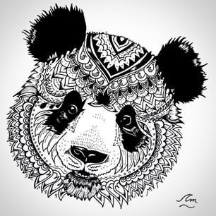 306x306 Mandala Black And White Animal - Black And White Animal Drawings