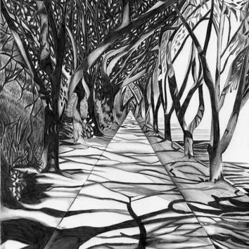 354x354 Shop Black And White Landscape Drawings On Wanelo - Black And White Art Drawings