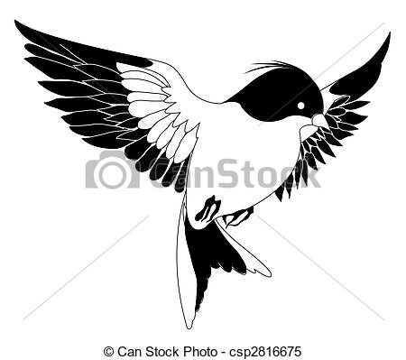 450x399 drawing of black bird in a white background - Black And White Bird Drawings