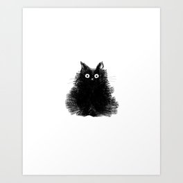 264x264 Black Cat Art Prints - Black And White Cat Drawing