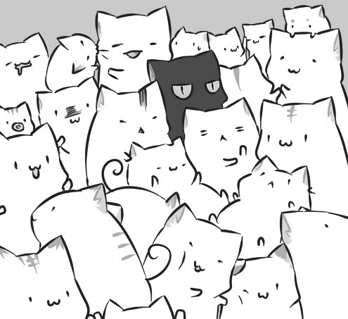 495x453 cat lol drawing art funny cute black and white anime kawaii white - Black And White Cat Drawing