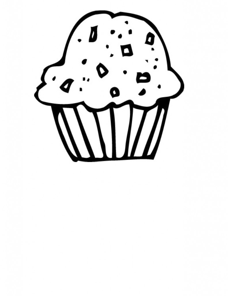 791x1024 Cupcake Clipart Black And White - Black And White Cupcake Drawing