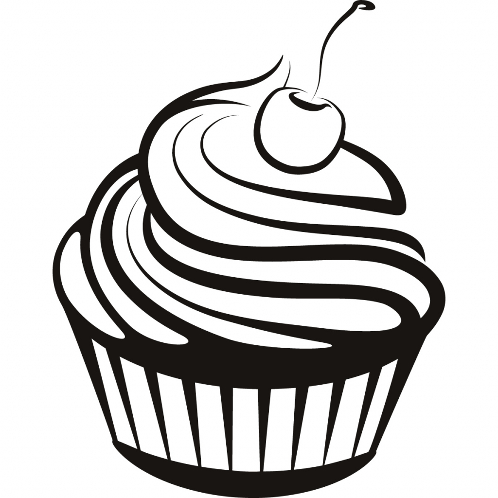 1024x1024 Cupcake Drawing Clipart Clip Art Images - Black And White Cupcake Drawing