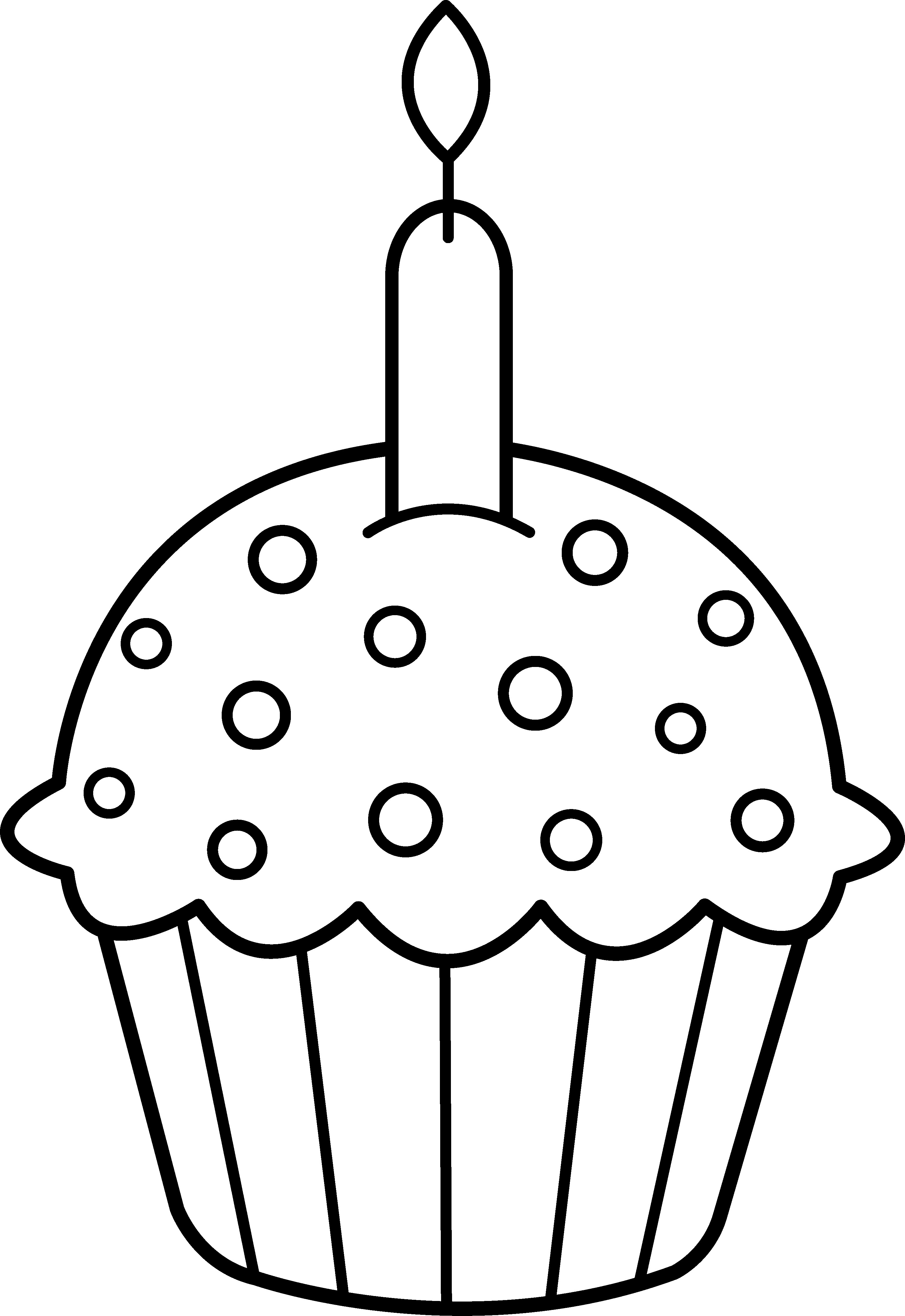 3127x4548 Cupcake With Candle Clipart Black And White Great Free Clipart - Black And White Cupcake Drawing