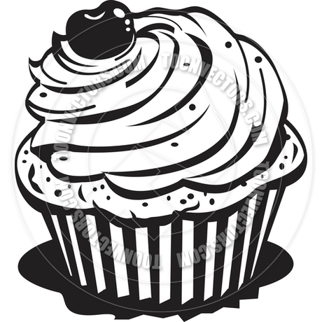 460x460 Black And White Cupcake Vector Art Images - Black And White Cupcake Drawing