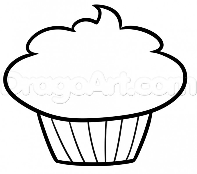 678x600 Drawn Cupcake Black And White - Black And White Cupcake Drawing