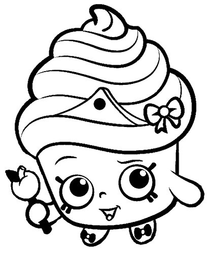 418x500 Shopkins Cupcake Black White Queen - Black And White Cupcake Drawing