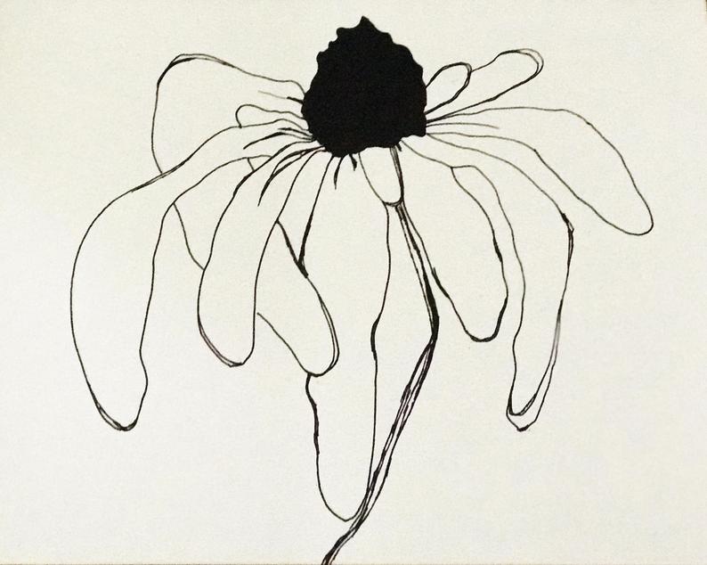 794x634 Black And White Daisy Etsy - Black And White Daisy Drawing