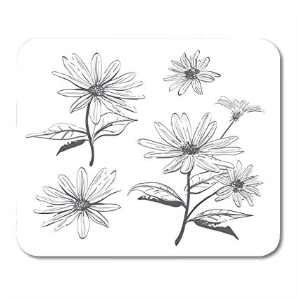 425x425 nakamela mouse pads black daisy drawing flowers - Black And White Daisy Drawing