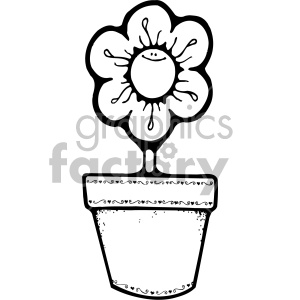 300x300 Black And White Daisy Flower Pot Clipart Royalty Free Clipart - Black And White Daisy Drawing