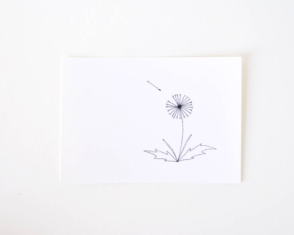 1000x800 Simple Dandelion Drawing Black And White Art Print Limited Etsy - Black And White Dandelion Drawing