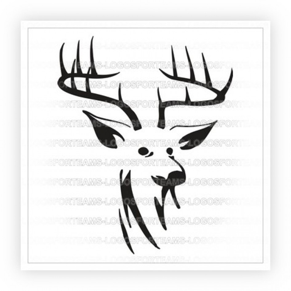 946x946 Sports Logo Part Of Black White Deer Head Buck Simple Drawing Graphic - Black And White Deer Drawing