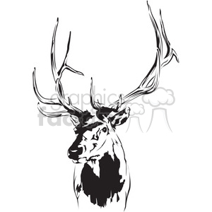 300x300 Black And White Deer Clipart Royalty Free Clipart - Black And White Deer Drawing