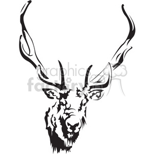 300x300 Black And White Deer Head Clipart Royalty Free Clipart - Black And White Deer Drawing