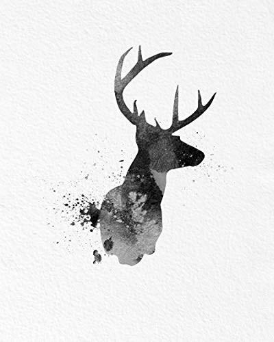 400x500 Black White Deer Head - Black And White Deer Drawing