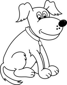 225x285 White Dog Clipart - Black And White Dog Drawing