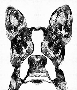 256x300 black and white dog paintings pixels - Black And White Dog Drawing