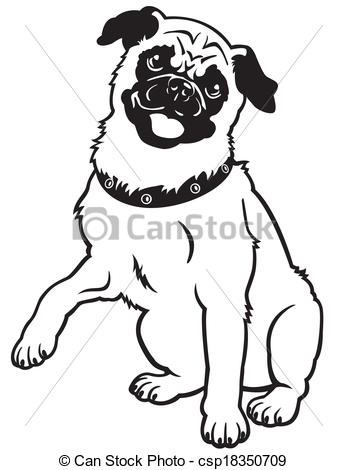 347x470 Black Pug Clipart Collection - Black And White Dog Drawing