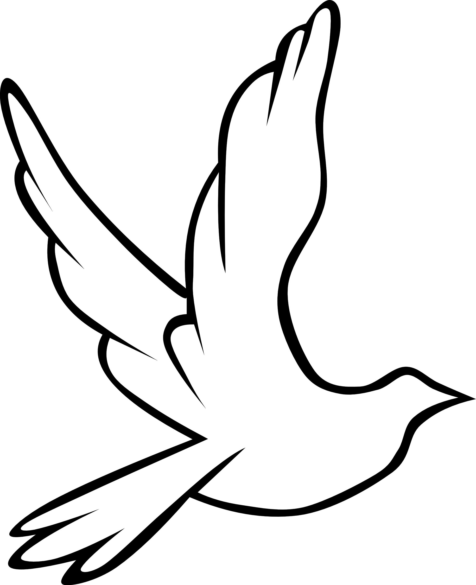 1979x2432 Clip Art Peace Dove Black White Line Art - Black And White Dove Drawing